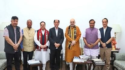 Union-Home-Minister-Amit-Shah-JP-Nadda-Himanta-Biswa-Sarma-and-others-with-Neiphiu-Rio in Tripura 