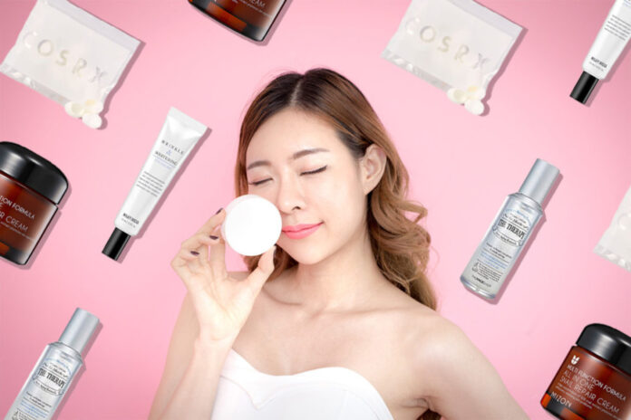 Korean Girl Showing Skin Care Products