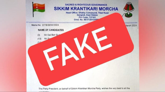 SKM party's fake candidate list
