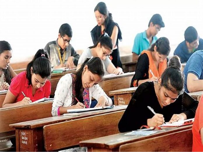 students giving exam