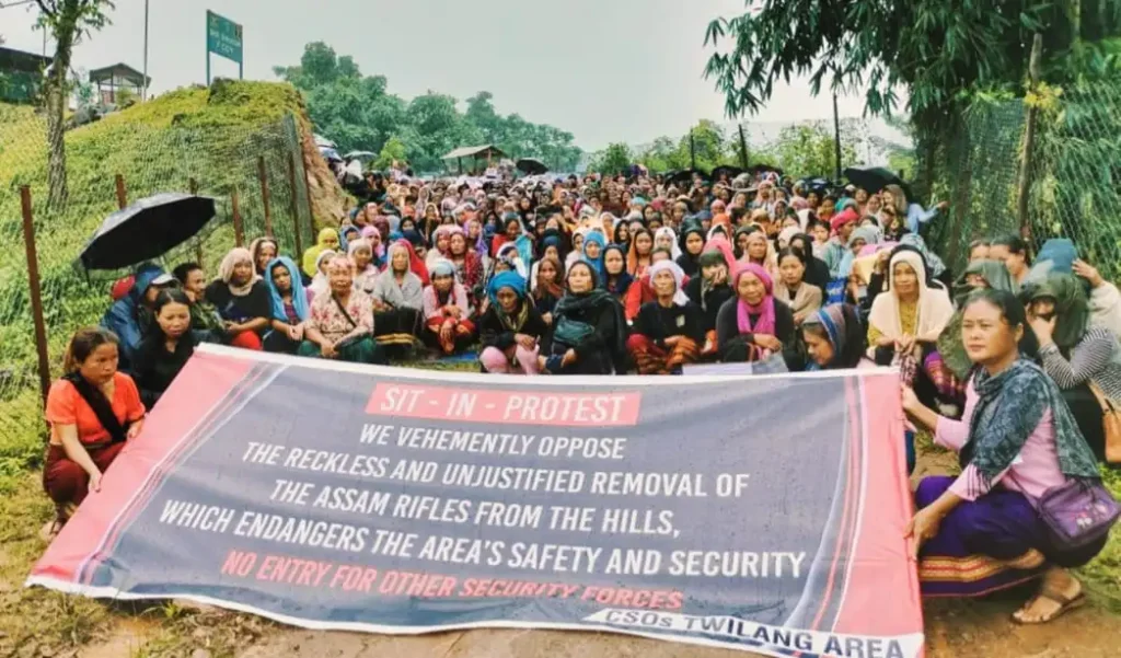 Manipur: Kuki-Zo Women Protest Against Withdrawal Of Assam Rifles From Kangpokpi