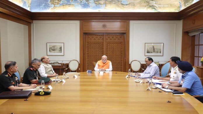 Prime Minister Narendra Modi chairs meeting with Defence Minister Rajnath Singh, NSA Ajit Doval CDS Gen Anil Chauhan, and all armed forces chiefs