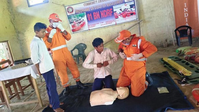 NDRF team conducting flood drills in Morigaon, Assam