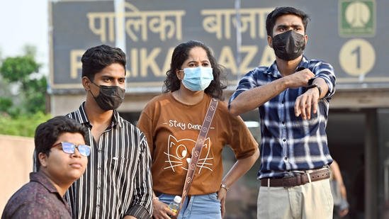 Covid-19 Testing in India Amid New Subvariant Surge Indian health workers conducting Covid testing amid rising cases