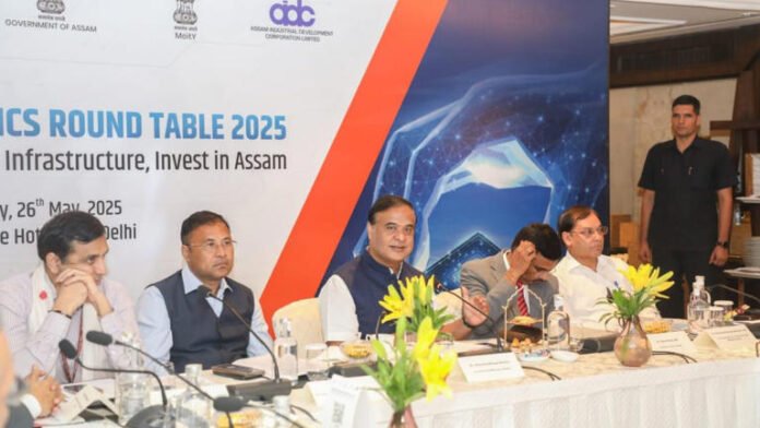 CM Himanta Biswa Sarma at Assam Electronics Round Table 2025 Himanta Biswa Sarma addressing Assam Electronics Round Table 2025 in Delhi
