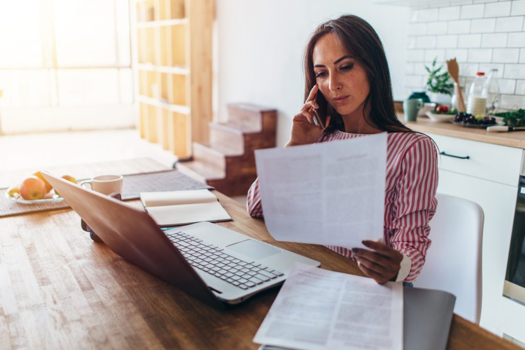 Girl working from home