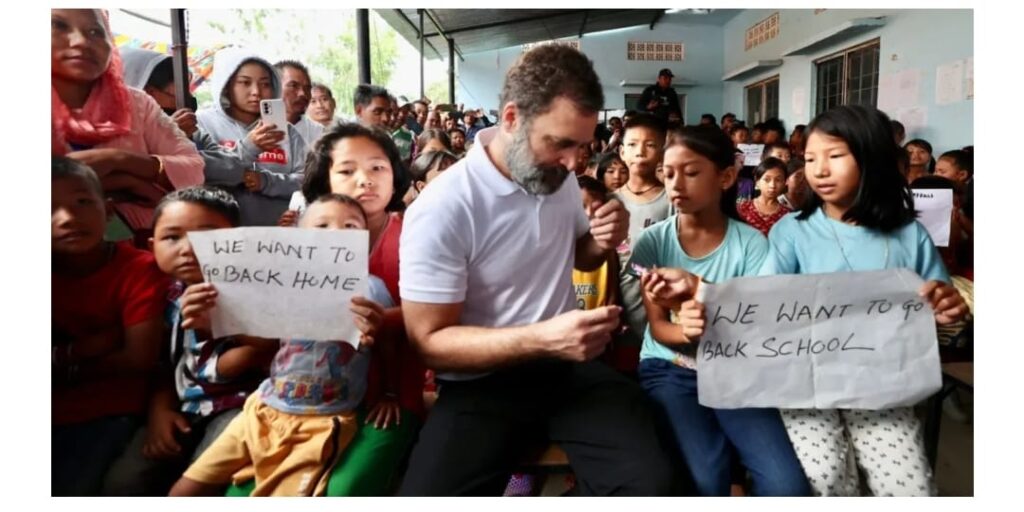 Rahul Gandhi shares the pain with Manipur people