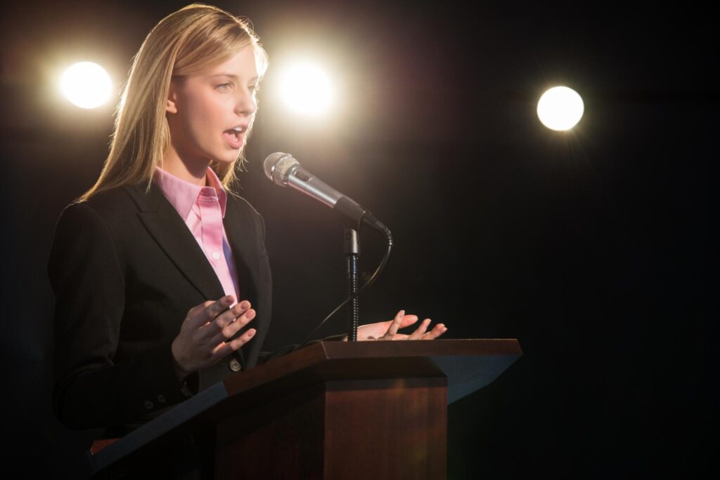 Girl Speaking on stage