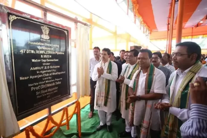 Foundation Stone Of Various Projects Foundation Stone Of Various Projects Under AMRUT 2.0 Scheme At Bhattapukur, Agartala.