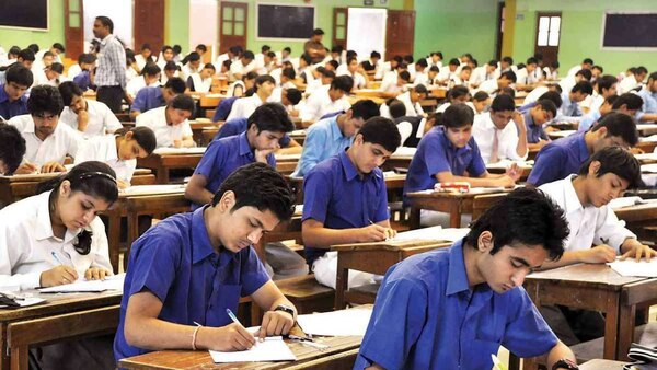 students giving exam