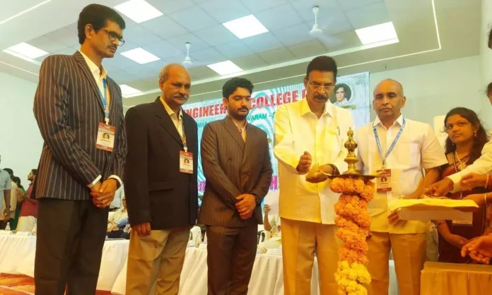 Mizoram Governor Kambhampati Haribabu and others lighting the lamp in Bhimavaram