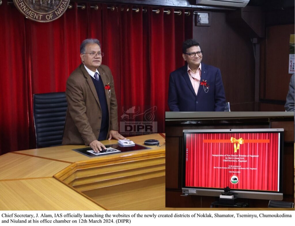 chief secretary J. alam launching the websites of the newly created districts of nagaland