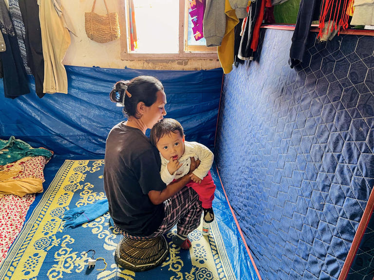 baby in a shelter