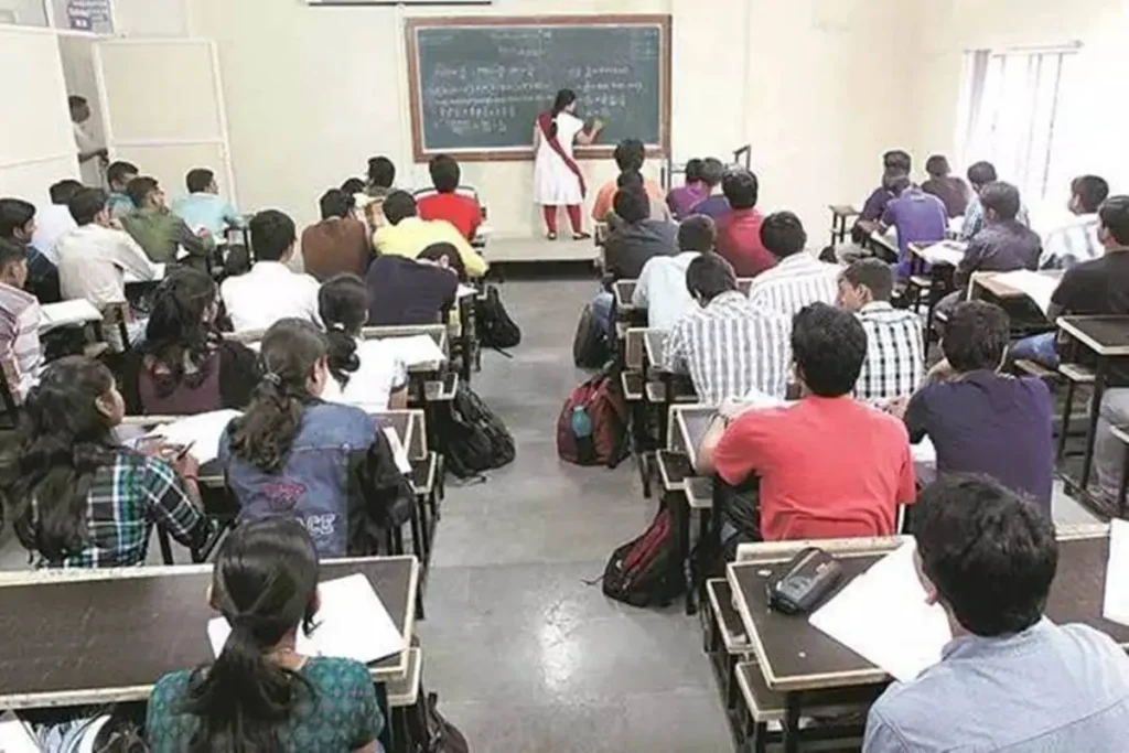 teacher teaching in a classroom