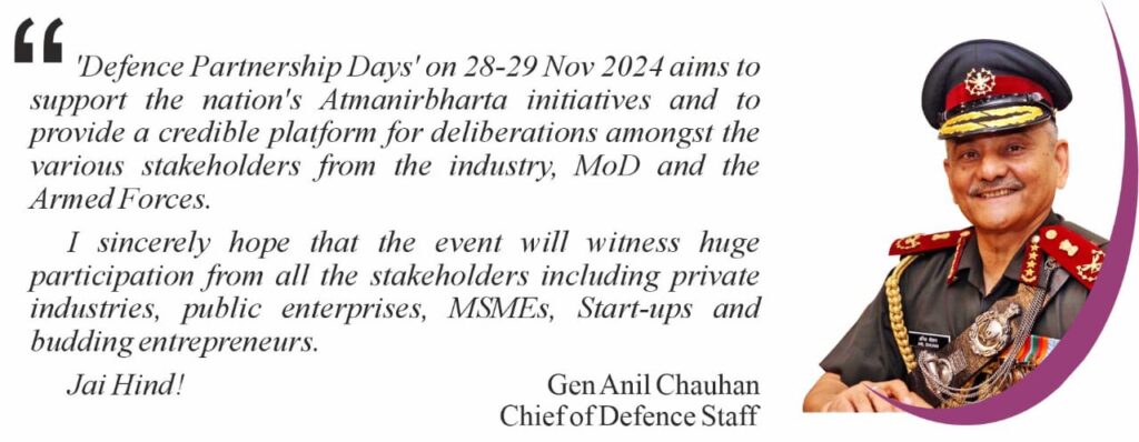 Gen Anil Chauhan, Chief of Defence Staff's message for Defence Partnership Days