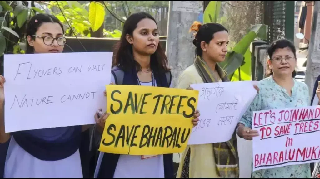 Guwahati Residents Form Human Chain to Protest Tree Felling for Railway Overbridge