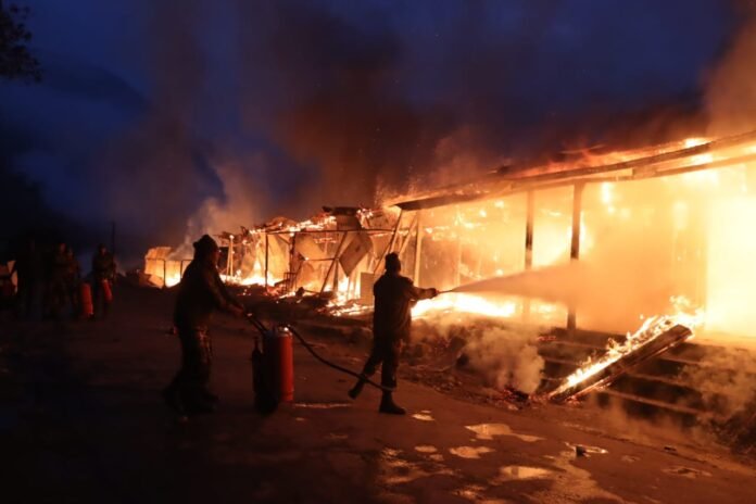 20250130_153534 Fire engulfs 15 shops in Arunachal’s Anjaw district.