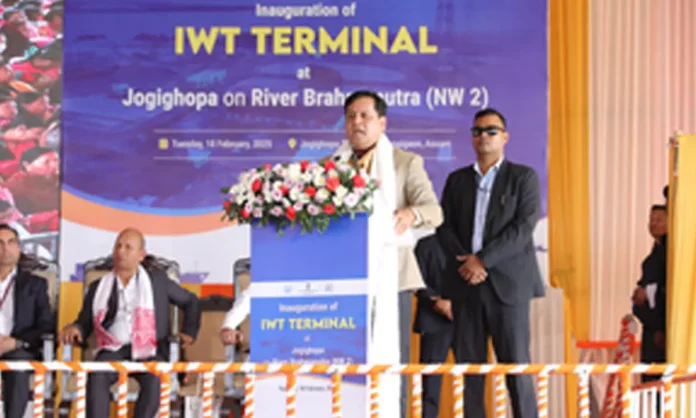 Assam: Union Minister Sarbananda Sonowal inaugurates Inland Waterways Terminal at Jogighopa.