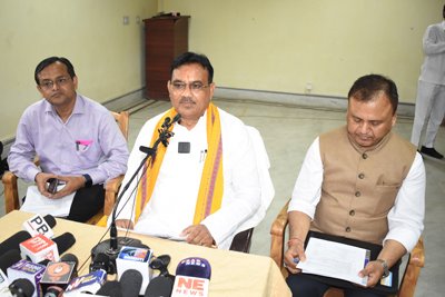 4959279310_Finance Minister Pranajit Singha Roy briefs media persons after the budget tabling budget proposal for 2025-26 are TLA on March 21 (3) (1) Tripura