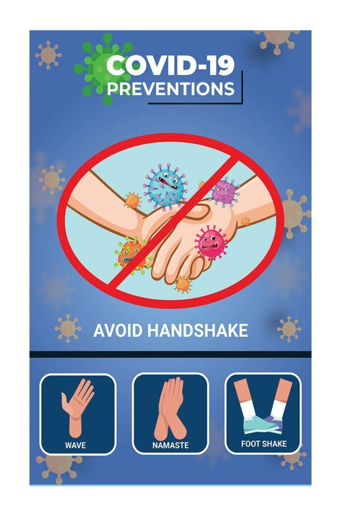 COVID-19 precaution poster in public area