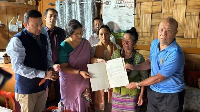 Assam Chief Minister giving ex gratia to a family affected by the Pahalgam terror attack