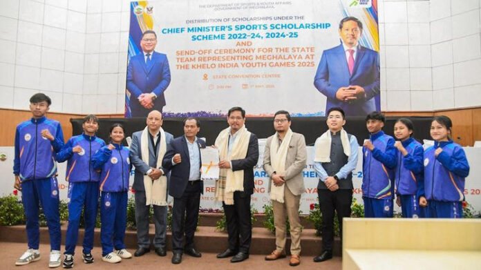 Meghalaya CM awards sports scholarships, sends off team to Khelo India 2025
