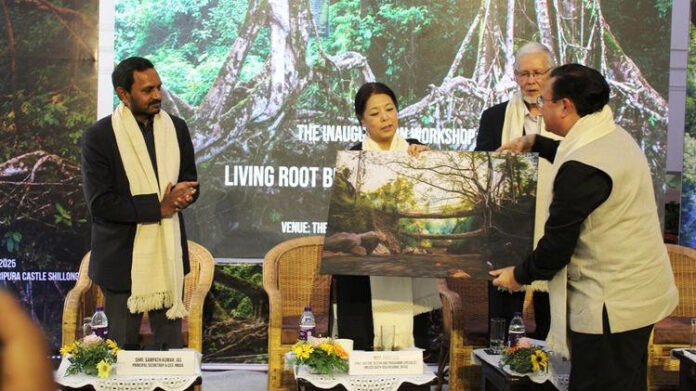 Khasi villagers supporting UNESCO heritage status for root bridges