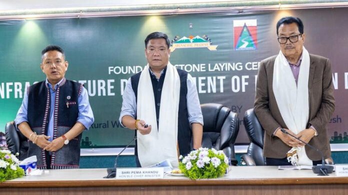 Arunachal CM Pema Khandu speaks during foundation stone ceremony for education projects