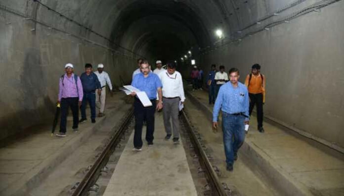 Train approaching Sairang station in Mizoram