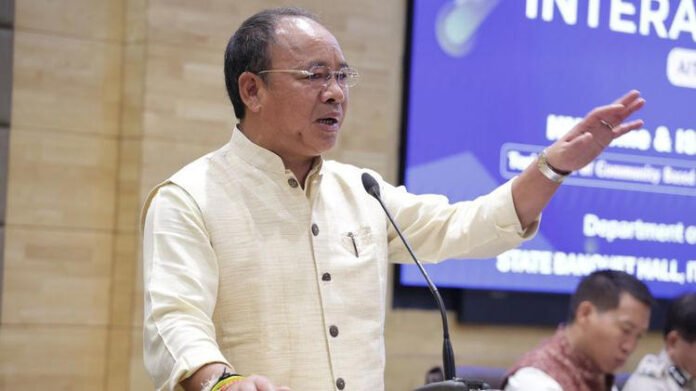 Arunachal Home Minister addressing public meeting Arunachal Home Minister speaks at a public gathering urging collective effort