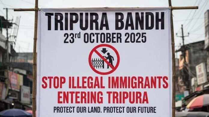 Tripura Civil Society calls 24-hour bandh over Tiprasa Accord, illegal infiltration concerns