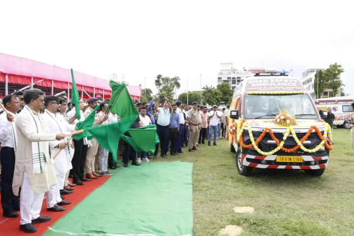 Tripura Chief Minister Manik Saha flags off 24 basic life support ambulances