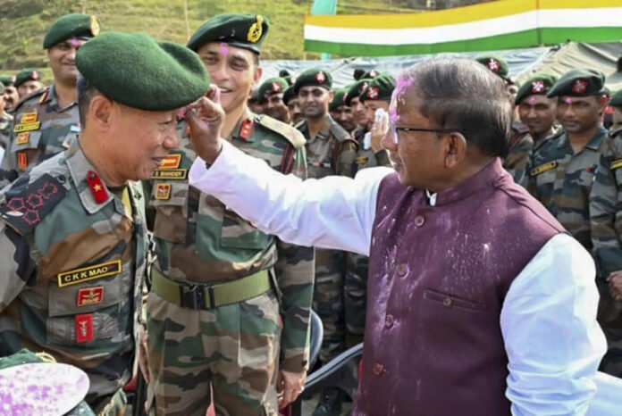 Assam guv celebrates Holi with AR troops