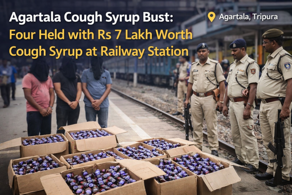 Agartala cough syrup bust showing seizure at railway station with police action in Tripura