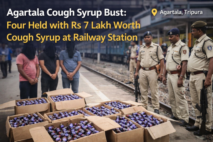 Agartala cough syrup bust showing seizure at railway station with police action in Tripura