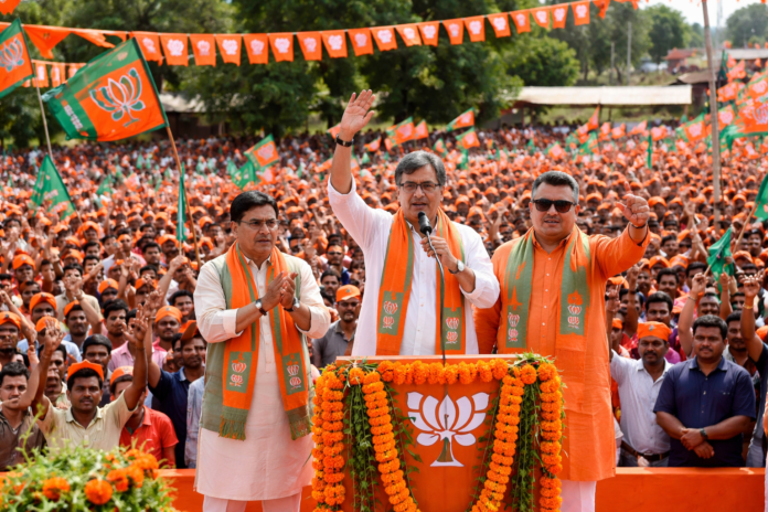 BJP rally in rural India (1) BJP TTAADC polls Tripura campaign preparations with candidate list expected soon