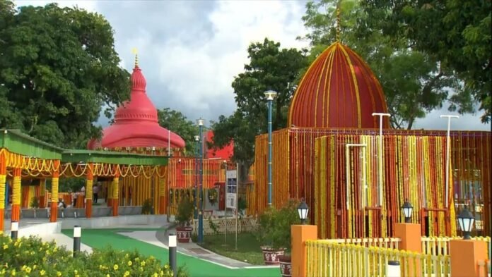 Officials reviewing Tripura temple redevelopment plans at Tripura Sundari Temple site