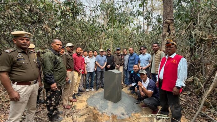 Newly constructed border pillar at Seijosa marking Assam Arunachal boundary progress