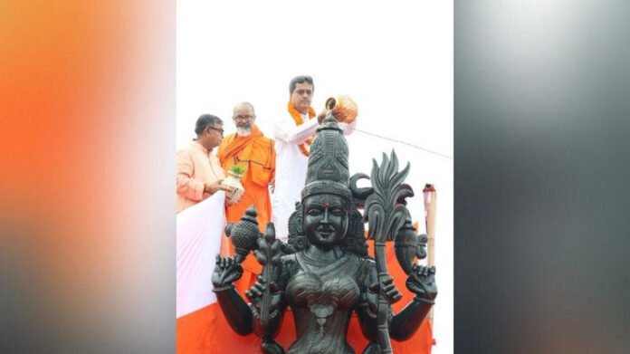 Tripura CM joins consecration of 15-ft Ma Soundarya Chinmoyee statue in Mohanpur