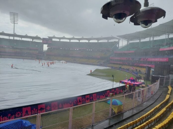 Guwahati Indoor Academy Rain showing flooded cricket grounds and indoor training efforts