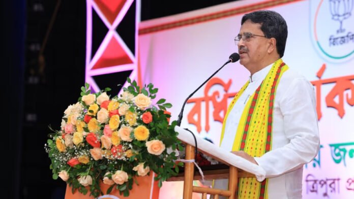 Tripura Chief Minister Manik Saha addressing party members on discipline and social media conduct