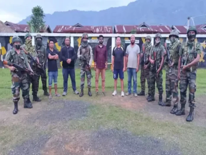 Assam Rifles personnel during rescue operation in Kamjong district after abduction case