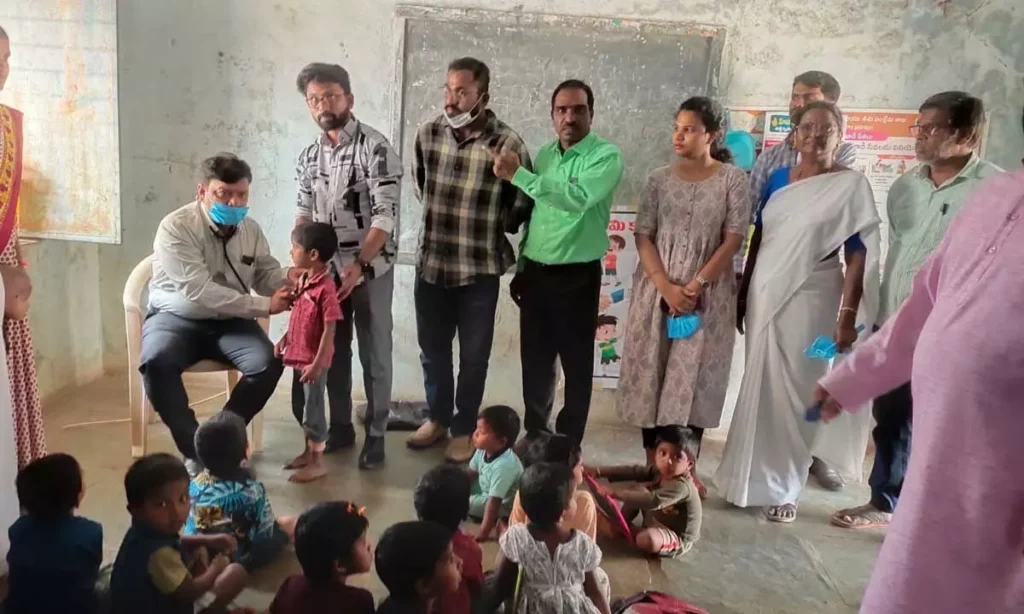 Medical outreach and educational supply distribution during a community wellness camp at Tuichakma Community Hall