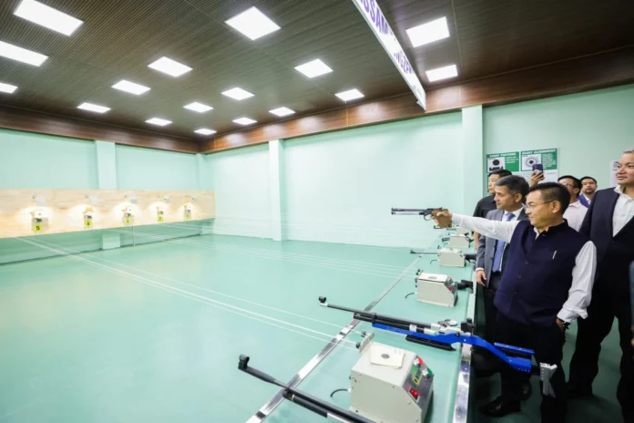 Chief Minister Prem Singh Tamang inaugurating modern STEM laboratory and indoor shooting range at Assam Lingzey School