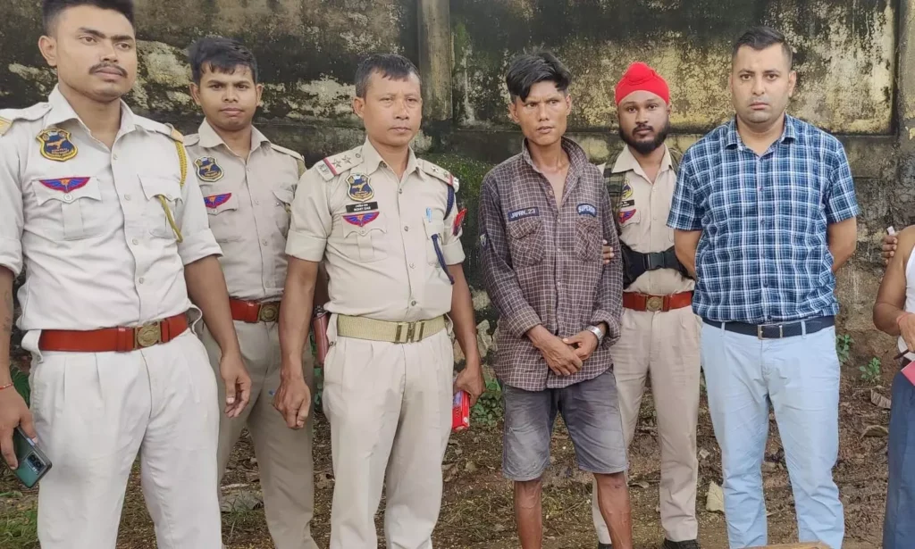 Assam STF officers display seized heroin following the Assam STF Narco Supply operation in Guwahati.
