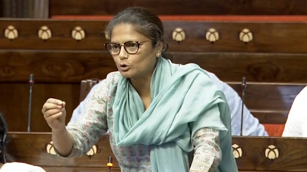 Sushmita Dev during a public event following the announcement of her Rajya Sabha resignation.