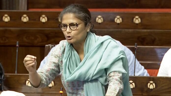 Sushmita Dev during a public event following the announcement of her Rajya Sabha resignation.