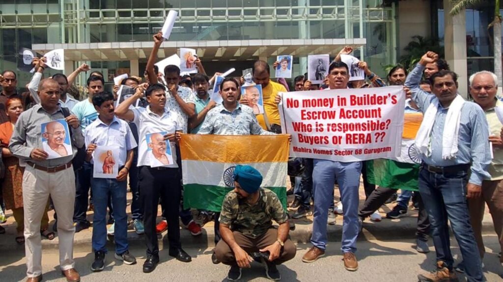Homebuyers protesting outside the TUDA office over delays in the Light House housing project
