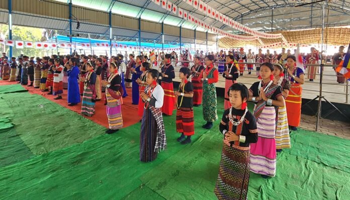 Members of the Arunachal Pradesh Indigenous Youth Organisation participating in discussions related to the APIYO Illegal Structures Protest in Itanagar