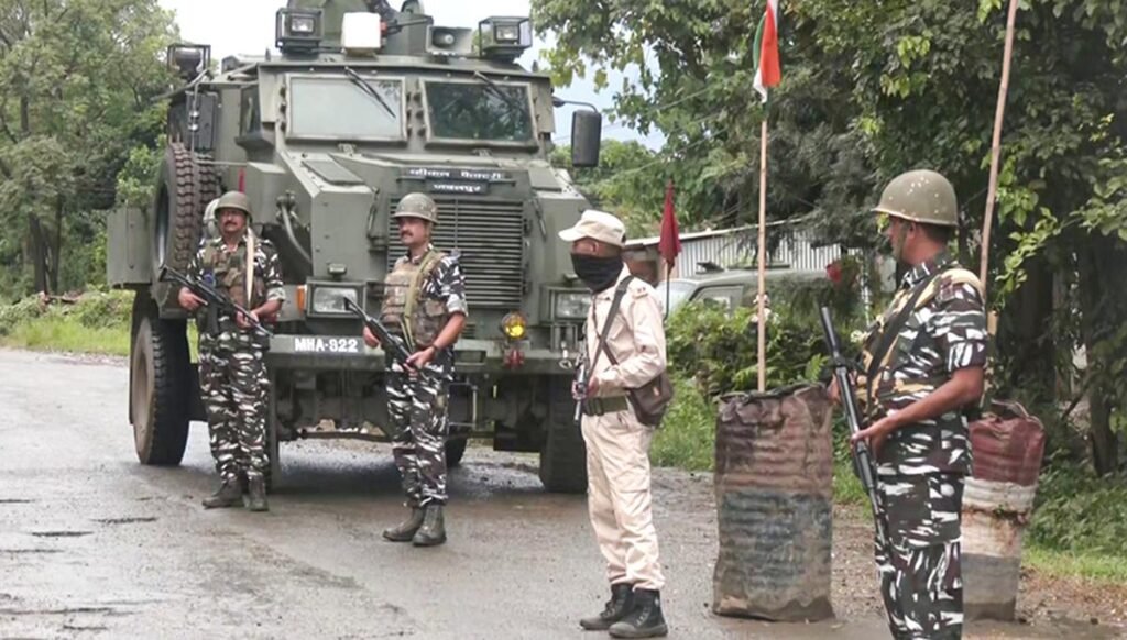 Security personnel and local officials respond following the Kangpokpi Militant Killing Incident in Manipur's Kangpokpi district.